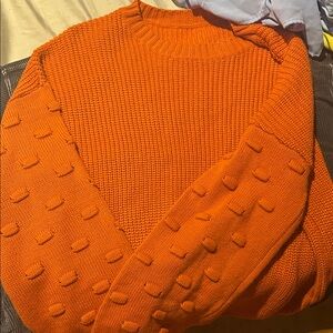 Orange Textured Knit Sweater